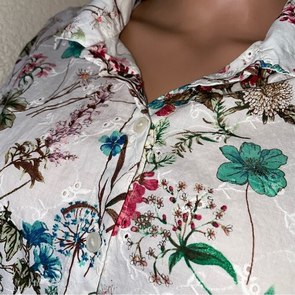 Sanctuary In Bloom blouse Cotton Floral-print In Cheerful floral button up SZ SM - Picture 3 of 9